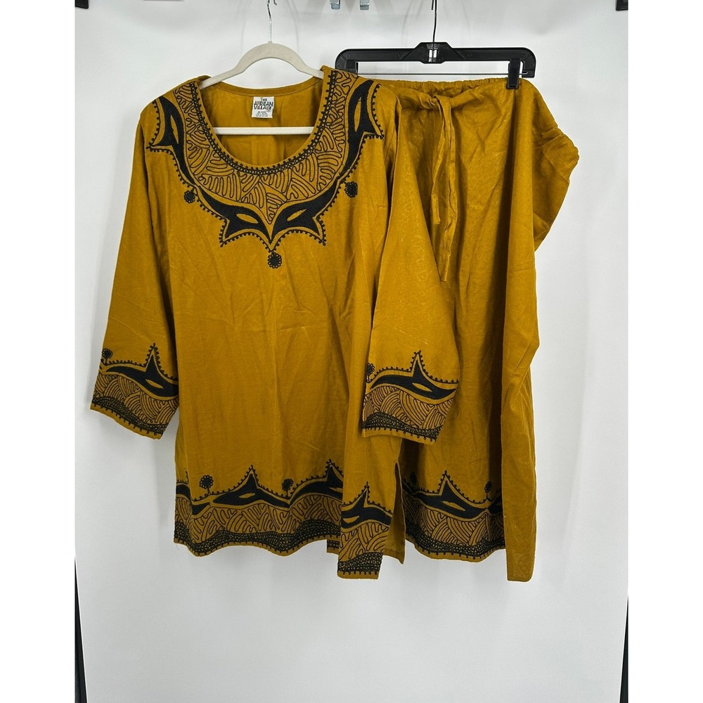 The African‎ Village Womens Global Folk Artisan Set Free Size Tribal Print Tunic